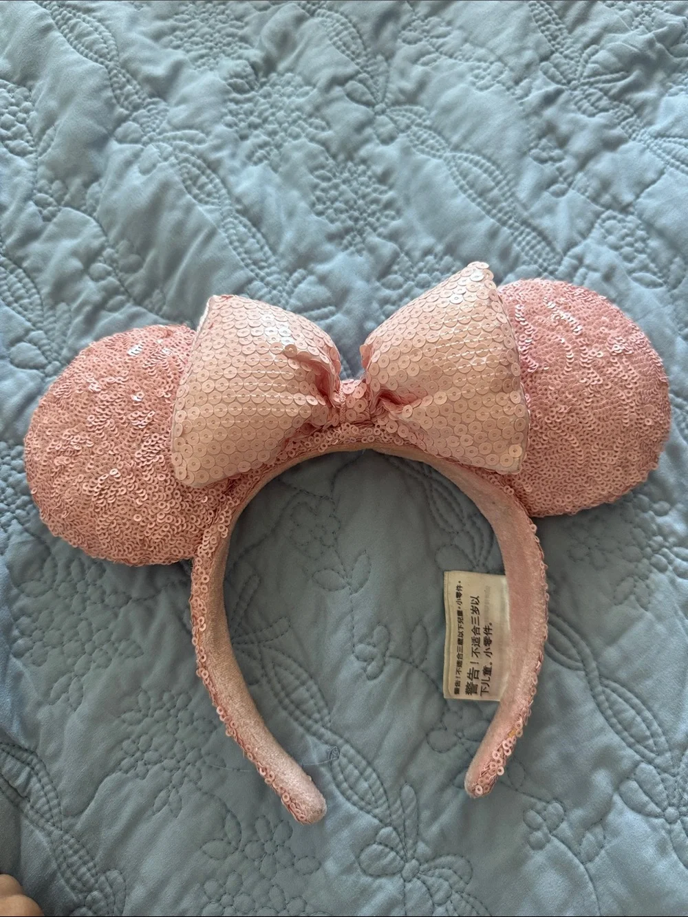 Disney Pink Sequin Minnie Ear Headband with Bow
